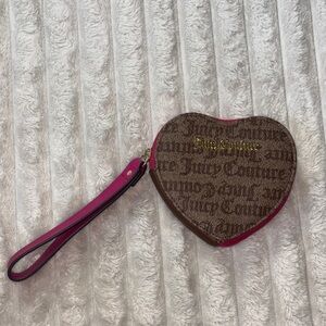 Juicy Couture Pink and Brown Heart Wristlet